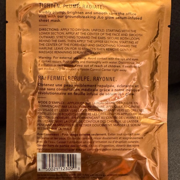 JLo Beauty That Limitless Glow Sheet Mask Single | NEW. 
Tighten
Plump
Radiate - Picture 3 of 5
